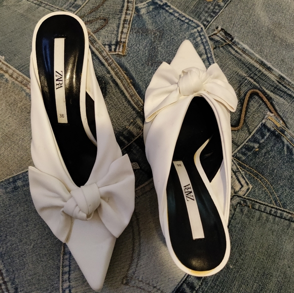 ZARA NWOT WHITE Kitten HEELS - Picture 8 of 9